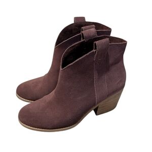 EUC Toms Constance Heeled Boot Chestnut Brown Suede size 8 Western Boho